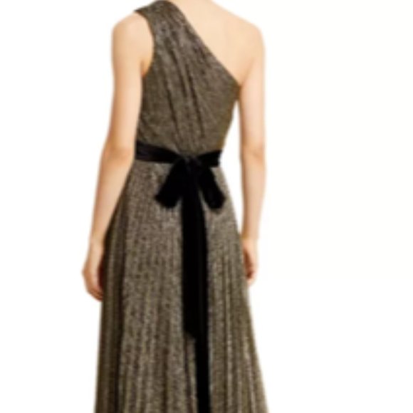 Metallic Asymmetric Neckline with Black Velvet bow - Picture 6 of 9